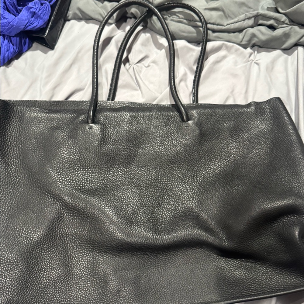 Jil Sander Black Leather Tote Bag